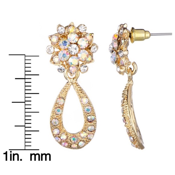 NORDSTROM 70’s Style Sparkly Gold Tone With Rhinestones Dangle Drop Earrings NEW - Picture 9 of 12